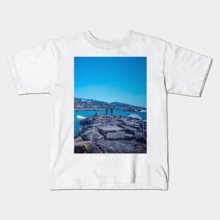 Beach Summer Sea Rocks Italy Kids T-Shirt